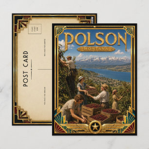 Polson Montana Vintage Art Deco Golden Age Postcard
