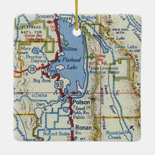 Polson MT Vintage Map Ceramic Ornament Zazzle.co.uk