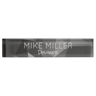 Poly Geometric NAME Designer Architect Office  Nameplate