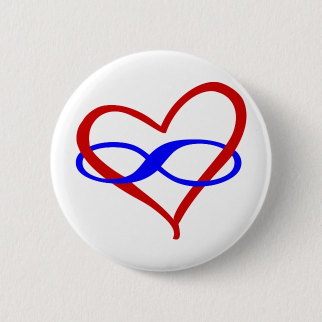 Poly Heart Infinity 6 Cm Round Badge (Front)