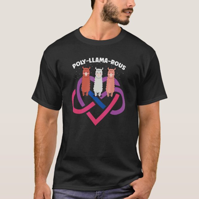 Poly Llama Rous  Polyamory For Polyamorous Throupl T-Shirt (Front)