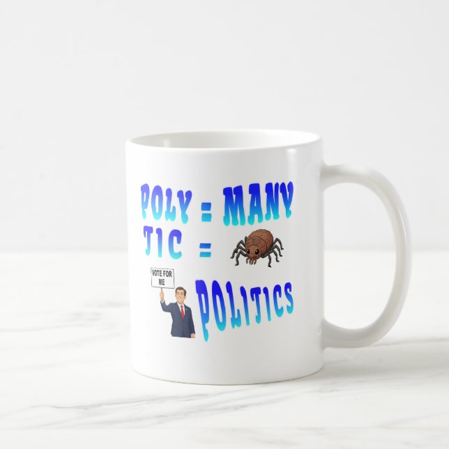 Poly = Many, Tic = Bloodsucking bugs Coffee Mug (Right)