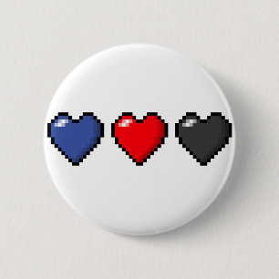 Polyamorous Pixel Hearts 6 Cm Round Badge