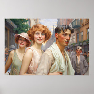 Polyamorous triad wandering downtown poster