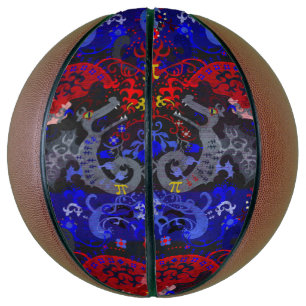 Polyamory Dragon Damask in Poly Pride Flag Colors Basketball