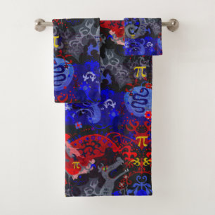 Polyamory Dragon Damask in Poly Pride Flag Colours Bath Towel Set