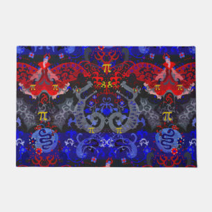 Polyamory Dragon Damask in Poly Pride Flag Colours Doormat