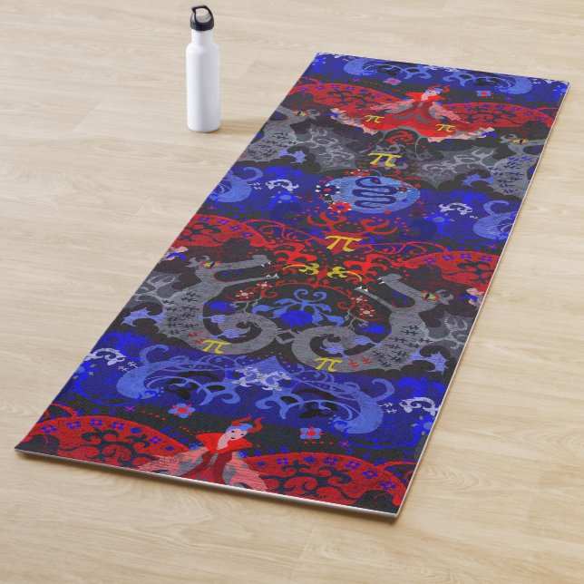 Polyamory Dragon Damask in Poly Pride Flag Colours Yoga Mat (In Situ)