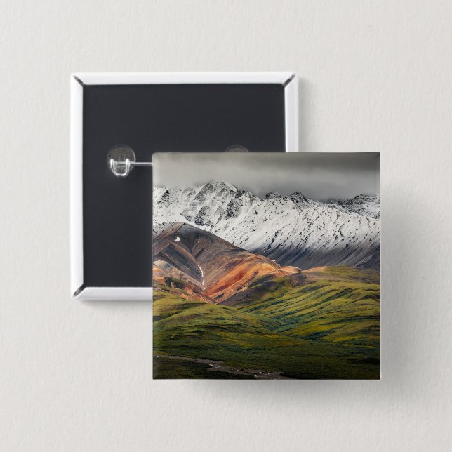 Polychrome mountain, Denali NP, Alaska 15 Cm Square Badge (Front & Back)