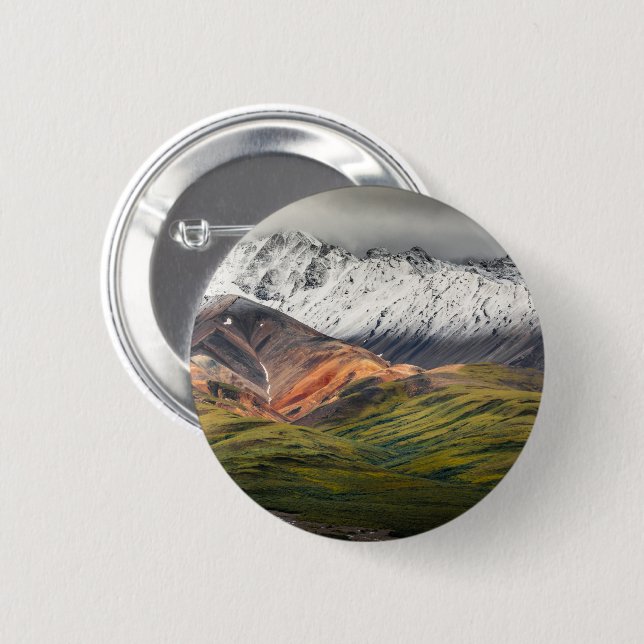 Polychrome mountain, Denali NP, Alaska 6 Cm Round Badge (Front & Back)