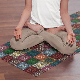 polychrome Owls Yoga Mat