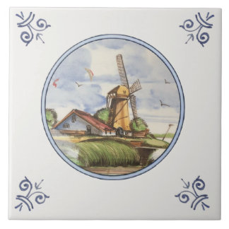 Polychrome Scenic Antique Repro Delft Ceramic Tile