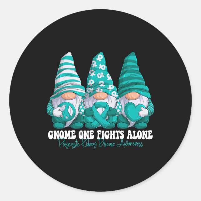 Polycystic Kidney Disease Awareness Month Teal Rib Classic Round Sticker (Front)