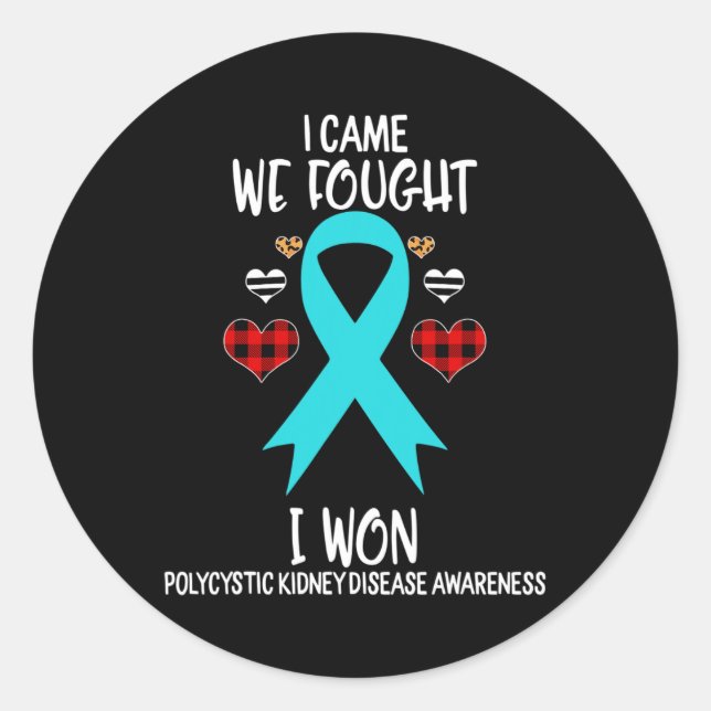 Polycystic Kidney Disease Awareness Ribbon I Came  Classic Round Sticker (Front)