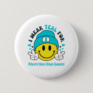 Polycystic Kidney Disease Awareness Ribbon Support 6 Cm Round Badge