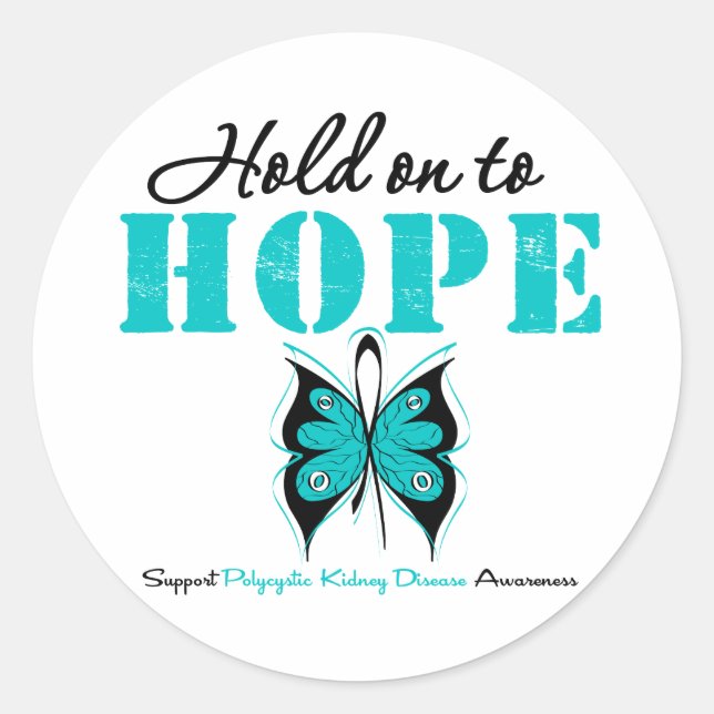 Polycystic Kidney Disease Hold On To Hope Classic Round Sticker (Front)
