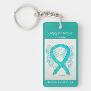 Polycystic Kidney Disease Ribbon Angel Keychain
