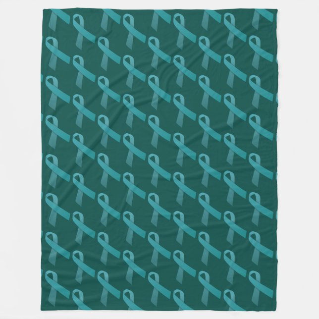 polycystic ovarian syndrome awareness Teal Ribbon Fleece Blanket (Front)