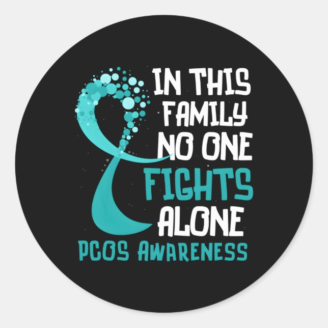 Polycystic Ovary Syndrome Pcos Teal Ribbon Hope Fa Classic Round Sticker (Front)