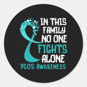 Polycystic Ovary Syndrome Pcos Teal Ribbon Hope Fa Classic Round Sticker
