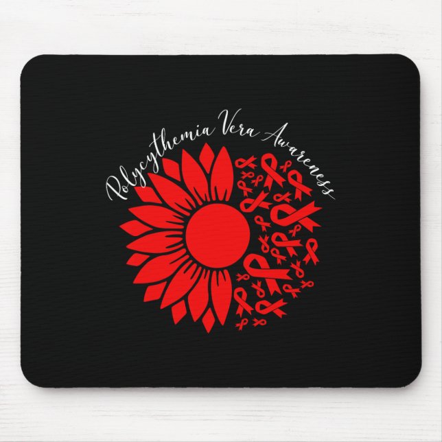 Polycythemia Vera Awareness Red Sunflower Mpn Bloo Mouse Mat (Front)