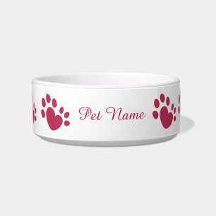 Polydactyl Cat Paw Print Heart Bowl