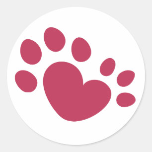 Polydactyl Cat Paw Print Heart Classic Round Sticker