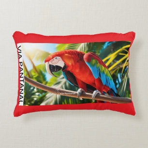 Polyester Almofada Escovado Arara Decorative Cushion