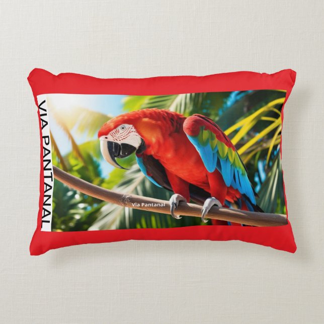 Polyester Almofada Escovado Arara Decorative Cushion (Front)
