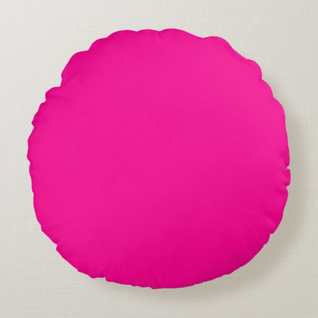 Polyester Round Throw Pillow (16"), Bright Pink (Front)