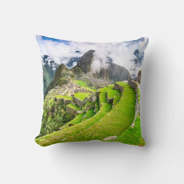 Polyester Throw Pillow, Machu Picchu, Cusco - Peru Cushion (Front)