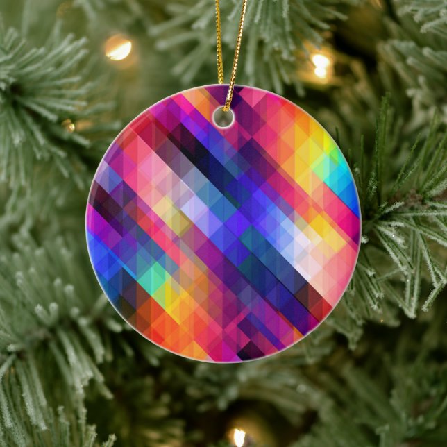 Polygon abstract colourful pattern ceramic tree decoration (Tree)