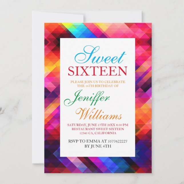 Polygon abstract colourful pattern                 invitation (Front)