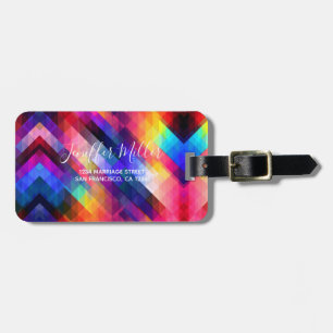 Polygon abstract colourful pattern luggage tag