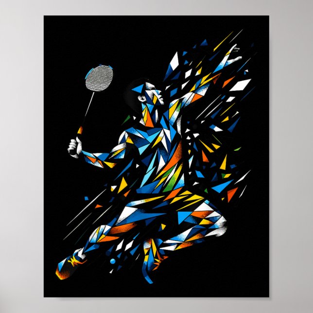 Polygon Art Badminton Player Shuttle Badmintoner  Poster (Front)