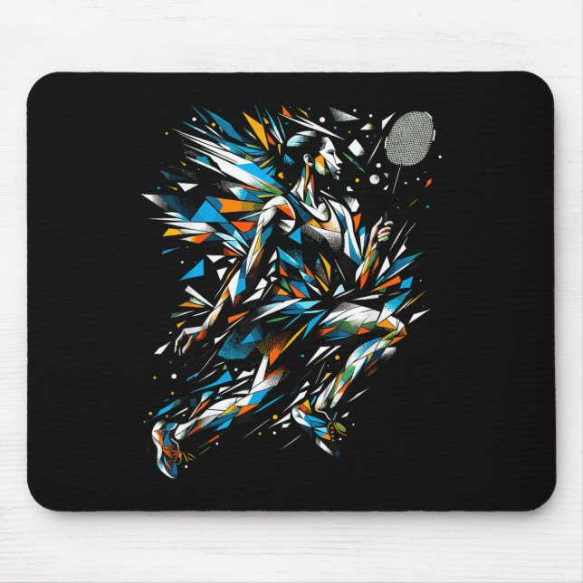 Polygon Art Badminton Player Shuttle Women Badmint Mouse Mat (Front)