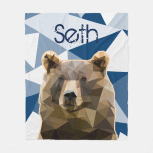 Polygon Bear Personalised Fleece Blanket