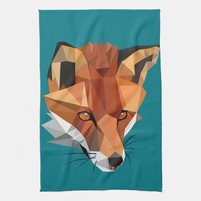 Polygon Fox Custom Tea Towel (Vertical)