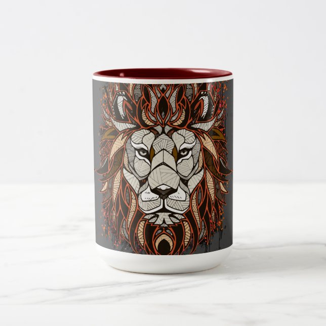 Polygon Lion | Colourful Drawing | Lion Coffee Mug (Center)