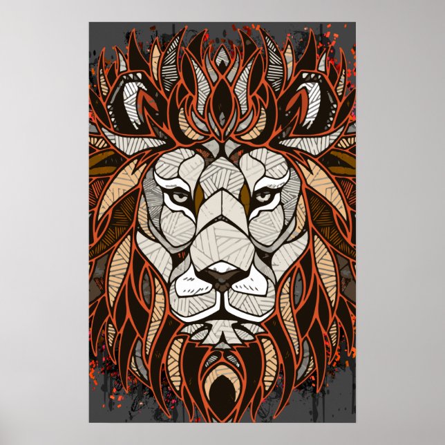 Polygon Lion | Colourful Drawing | Lion Poster (Front)