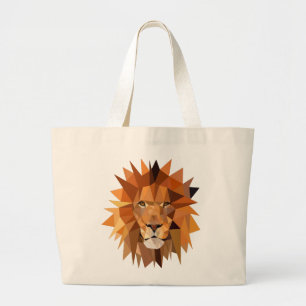Polygon Lion Custom Large Tote Bag