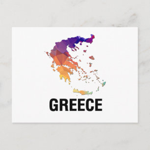 Polygon Mosaic Map of Greece Postcard
