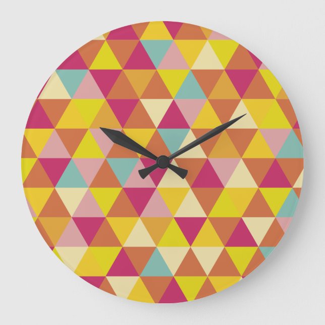 Polygon Multi color Triangles in Geometrical Shape Large Clock (Front)