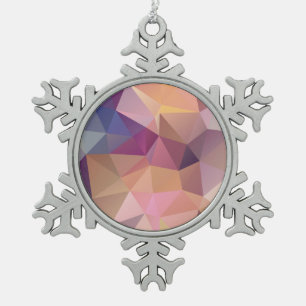 Polygon pink purple yellow background . snowflake pewter christmas ornament