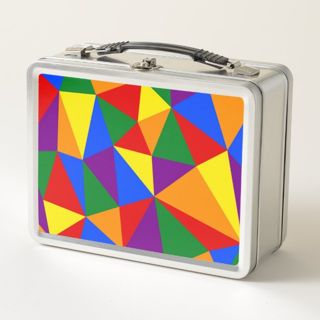 Polygon Rainbow Pattern Metal Lunch Box (Front)