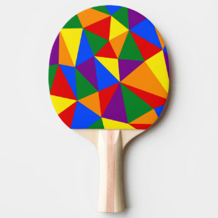 Polygon Rainbow Pattern Ping Pong Paddle