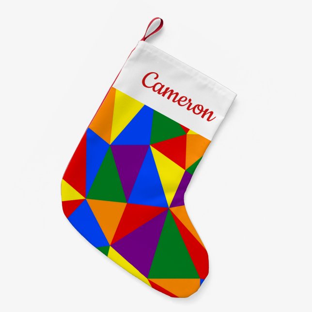 Polygon Rainbow Pattern Small Christmas Stocking (Front (Hanging))