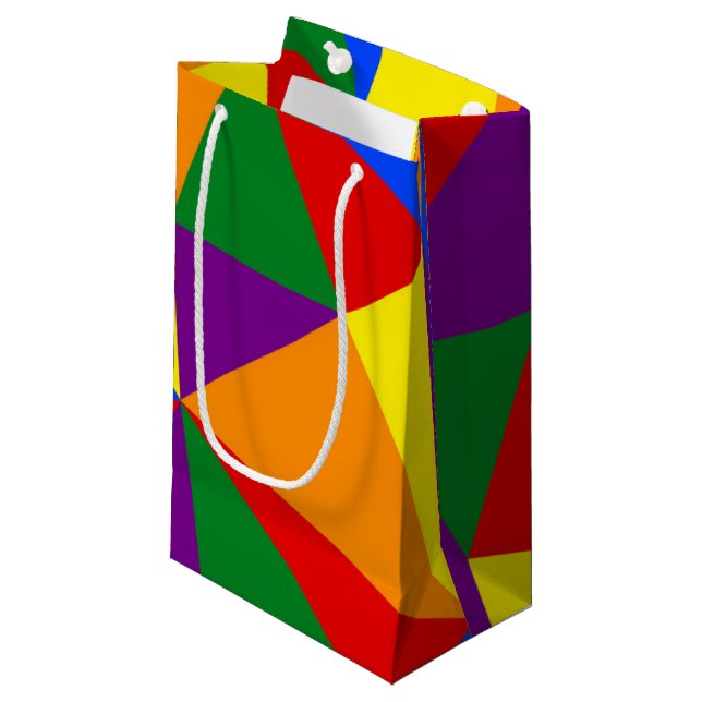 Polygon Rainbow Pattern Small Gift Bag (Front Angled)