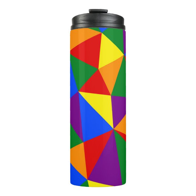 Polygon Rainbow Pattern Thermal Tumbler (Front)