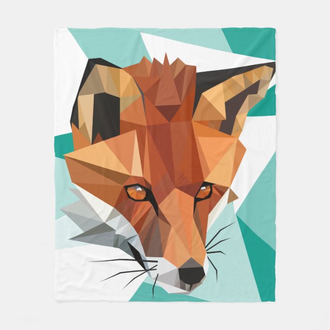 Polygon Red Fox Custom Fleece Blanket (Front)